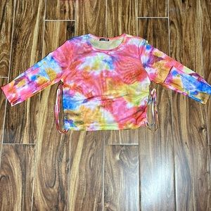 Fashionnova Tie Dye Mesh Crop Top